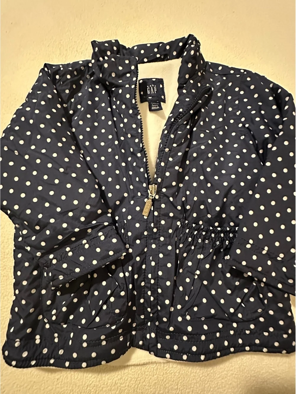 Baby Gap Toddler 2t Navy Polka Dot Duffle Coat Ruffles
